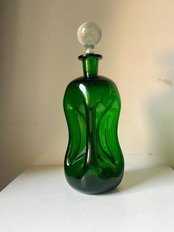 Holmegaard green decanter vintage danois par jacob e bang