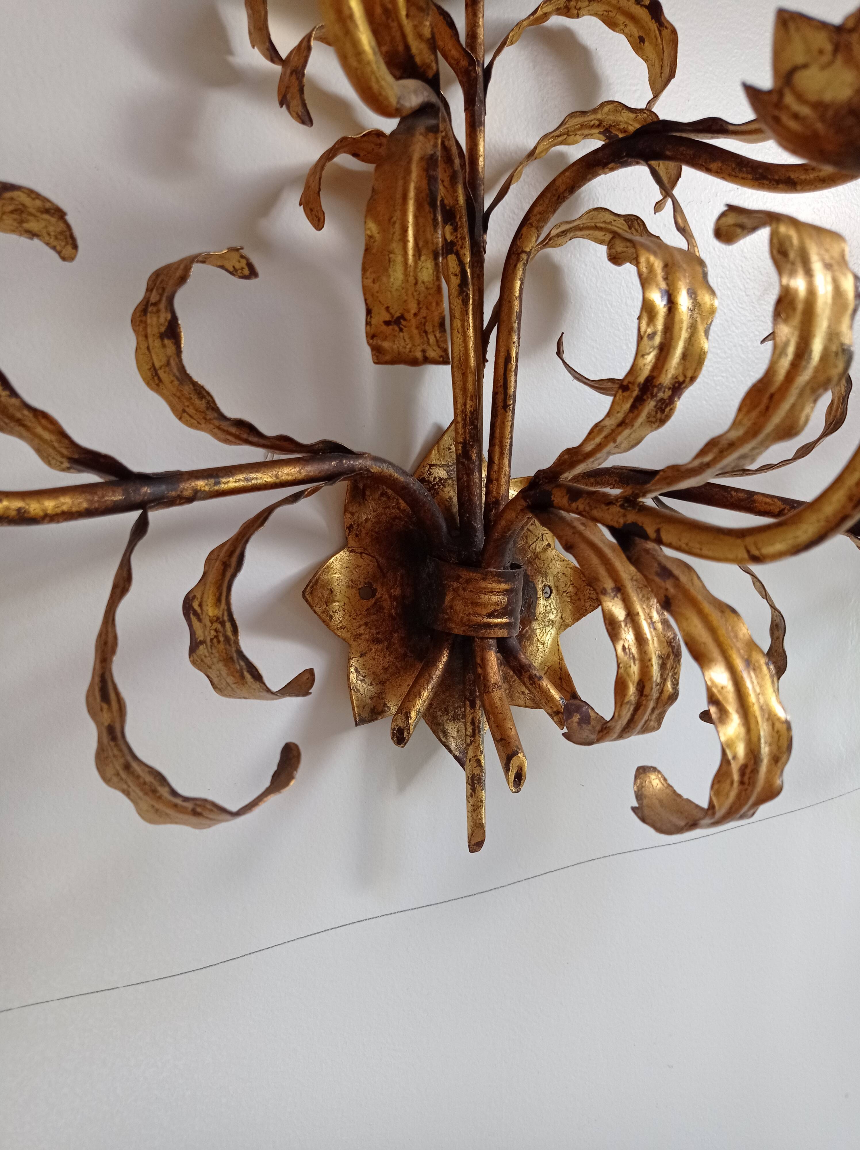 Pair wall lamp 1950 gold metal