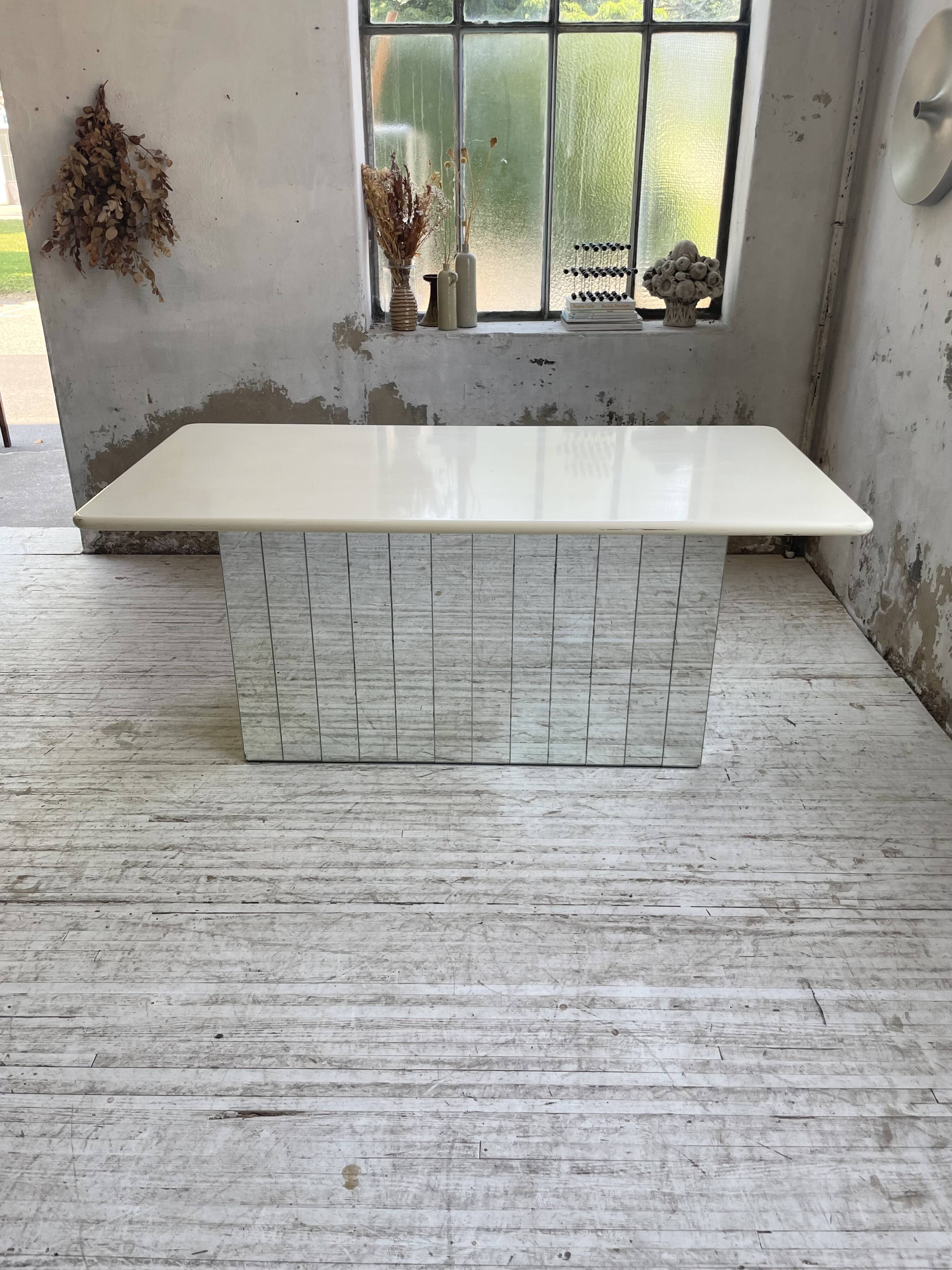 80s lacquered desk and mirror