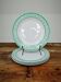 Set of 4 KIFO L'Amandinoise flat plates with green leaf design.