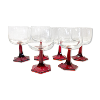 Ensemble de 6 verres à pied vintage