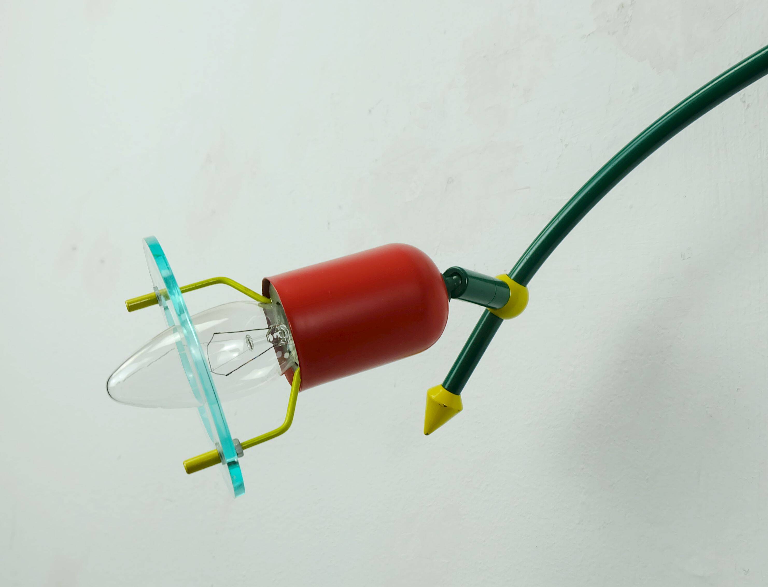 1980s 3-spot ceiling fixture metal and lucite honsel memphis era