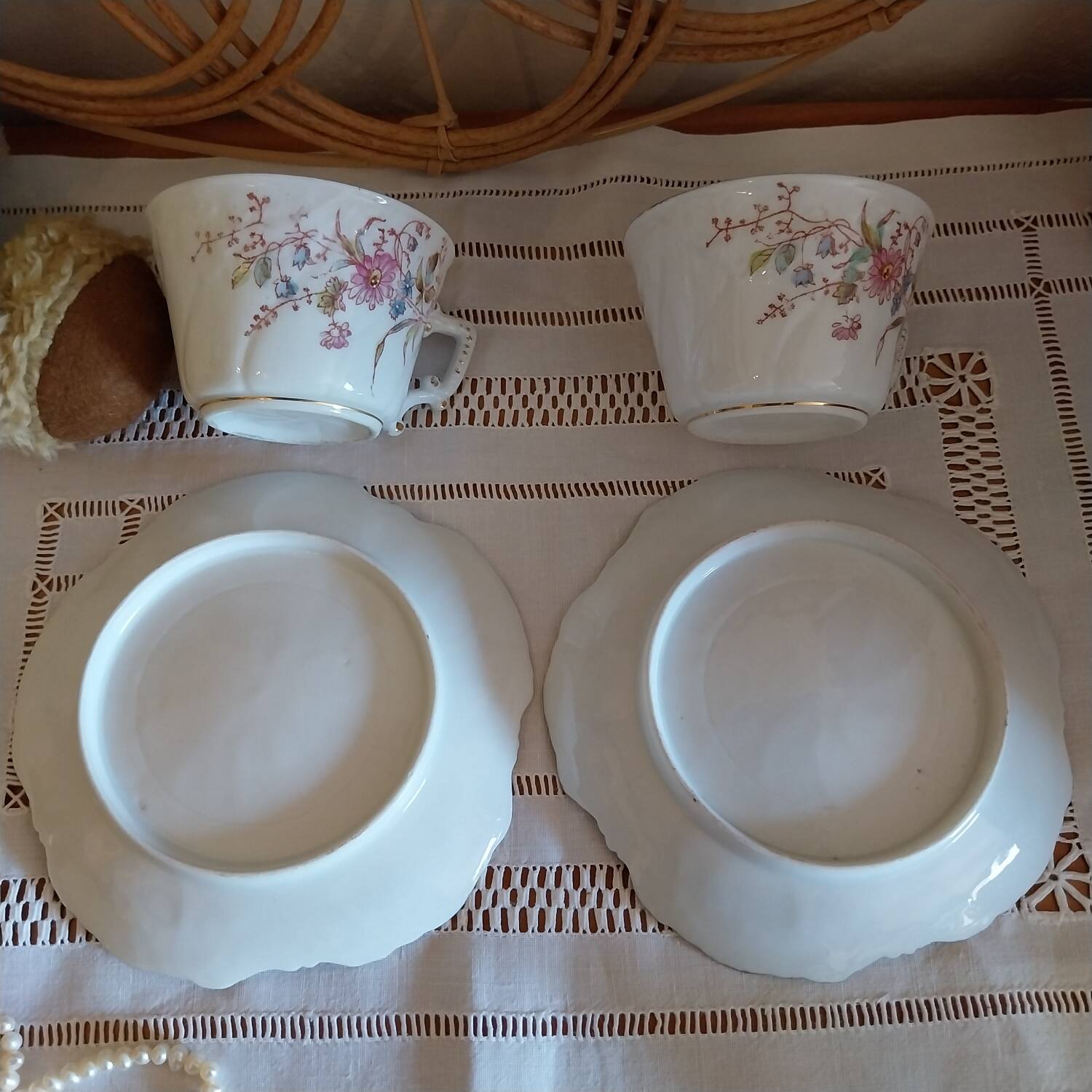 Antique art nouveau cups and saucers
