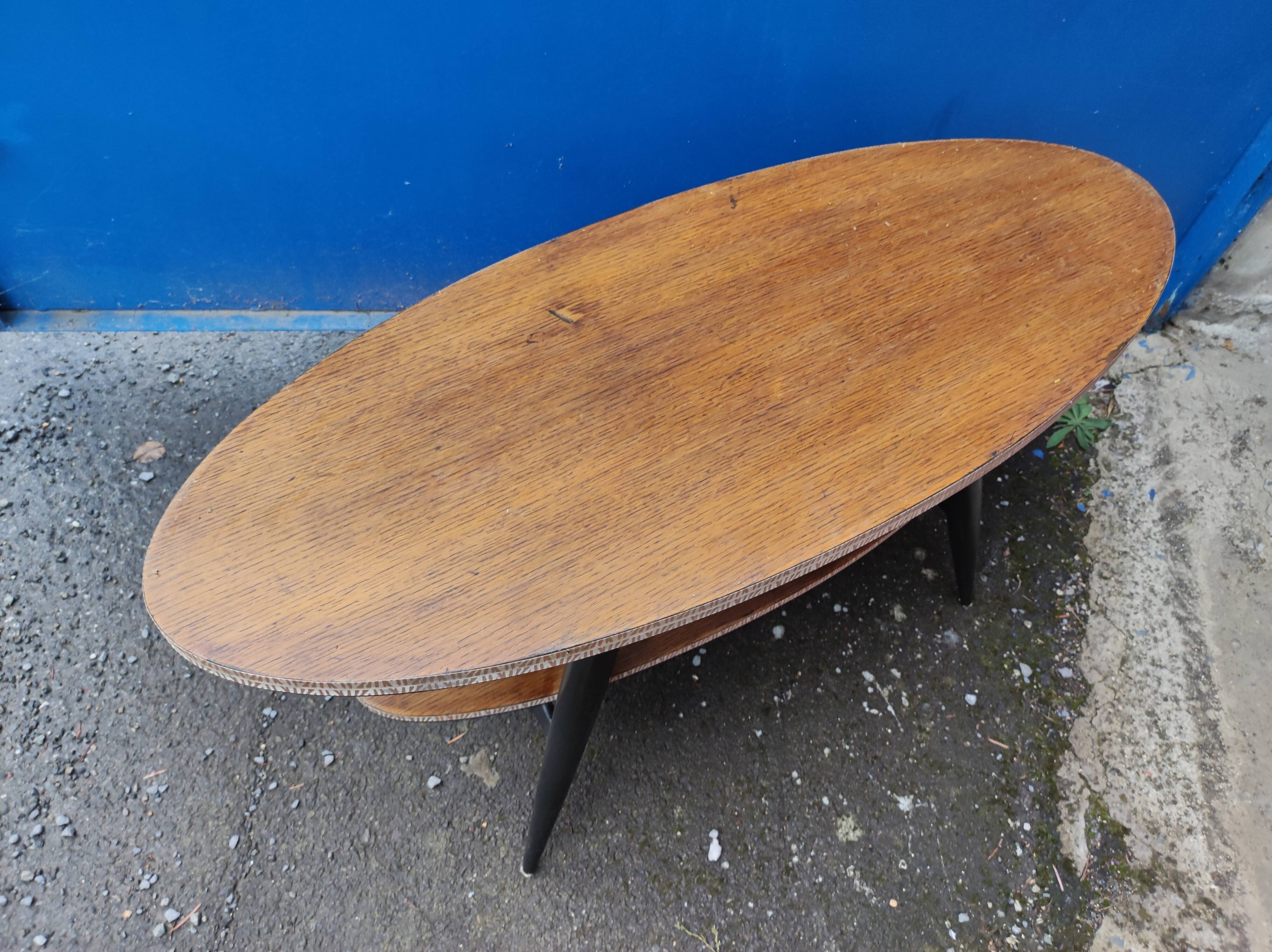 Coffee table oval compass legs vintage 50 60