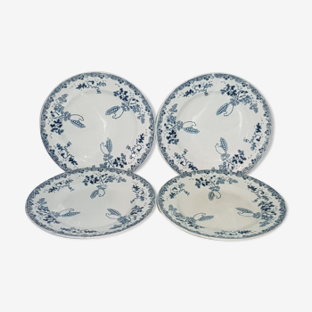 Lot 4 flat plates in Earthenware of St Amand and Hamage model Modern-Style, iron earth.