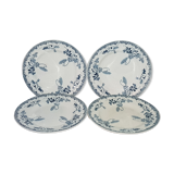 Lot 4 flat plates in Earthenware of St Amand and Hamage model Modern-Style, iron earth.