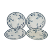 Lot 4 assiettes plates en faïence de St Amand et Hamage modèle Modern-Style, terre de fer.