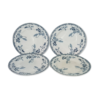 Lot 4 flat plates in Earthenware of St Amand and Hamage model Modern-Style, iron earth.