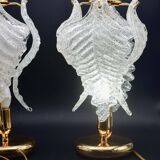 Set of 2 Murano glass table lamps transparent leaves
