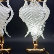Set of 2 Murano glass table lamps transparent leaves