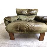 Vintage modular green leather sofa, 1960s