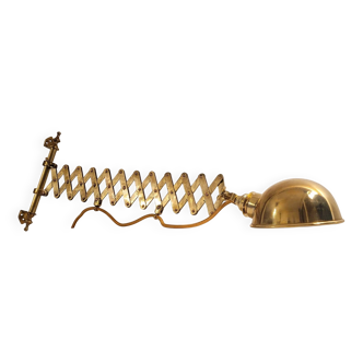 Applique lampe murale laiton dorée ciseaux accordéon potence zigzag nautique atelier industrielle années 40 art déco mid century articulée rétro vintage