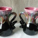Pair of vintage vases in twisted ceramic