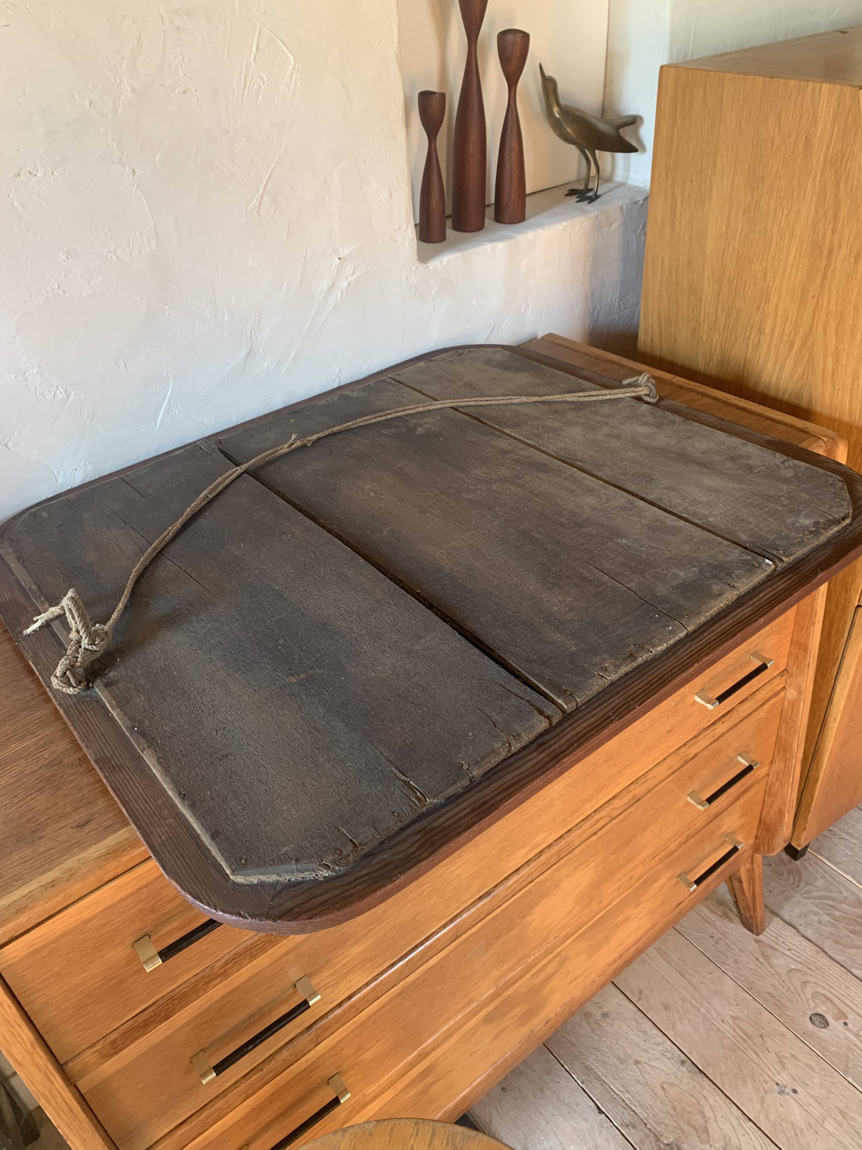 Old vintage wooden wall mirror