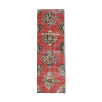 Scandinavian red vintage runner rug, 267x85cm