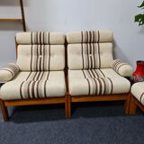 Set de salon vintage des années 70 en teck 6 pièces