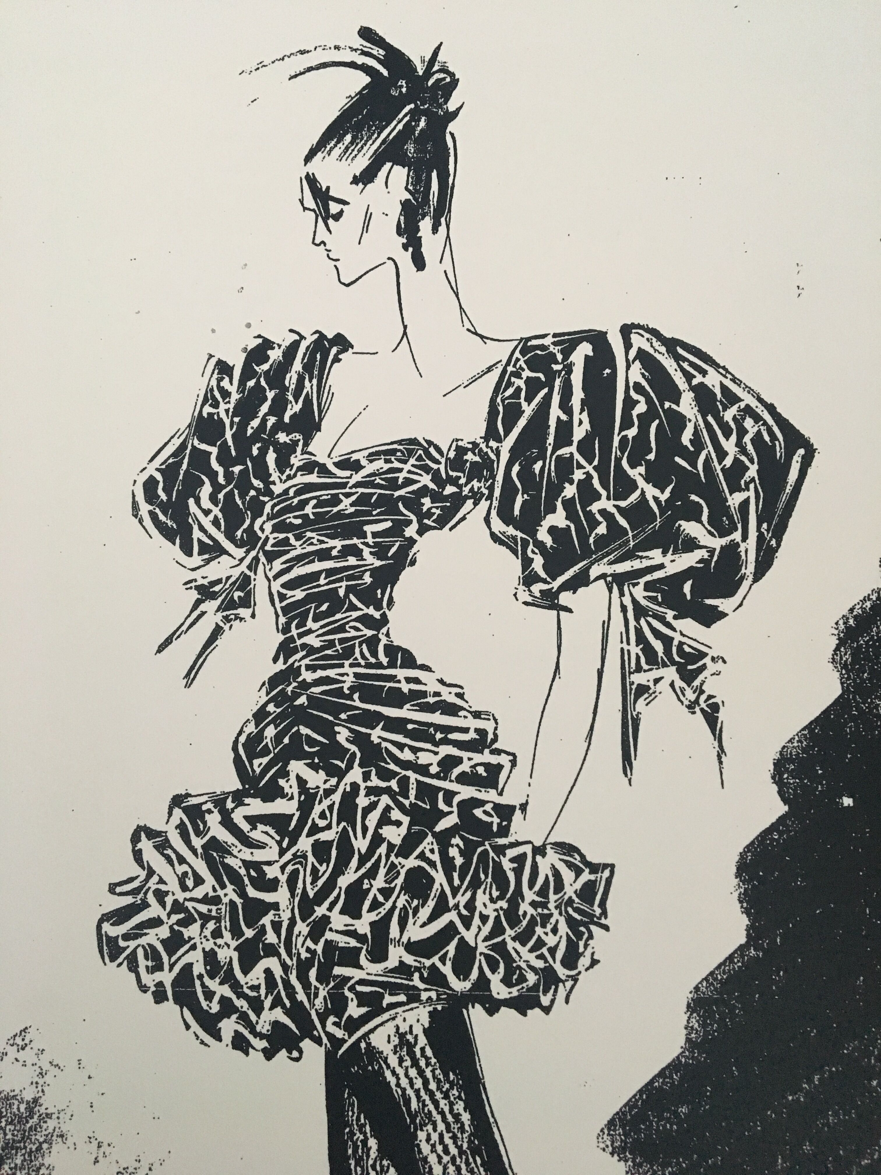 Lot of 3 fashion sketches for press