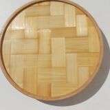Plateau and 6 rattan and plexi butterfly glass undersides