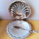 Shell butter dish and stainless steel knife