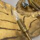 Golden metal "monstera" leaf wall light sconce, france, 1970s