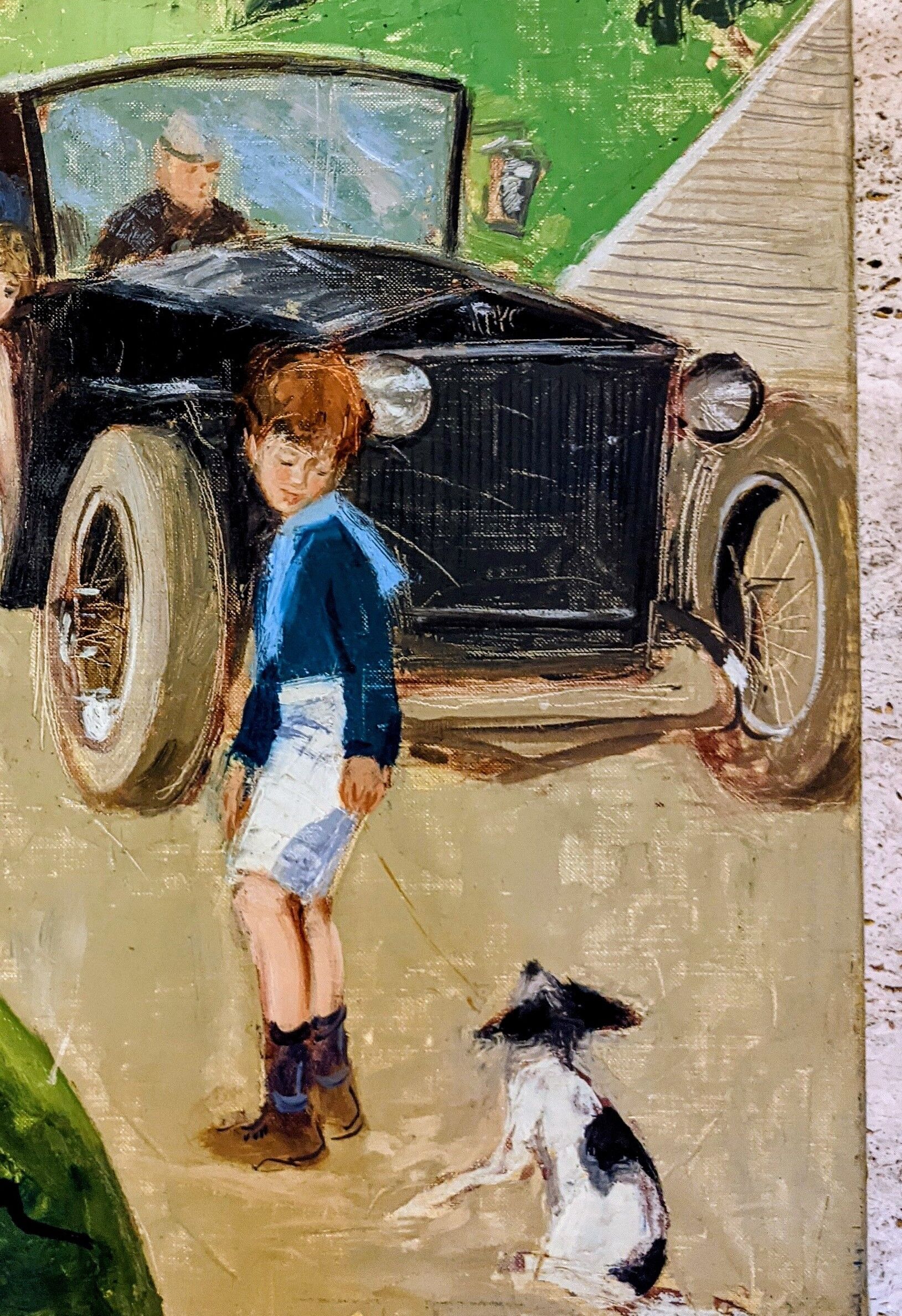 Tableau huile sur toile scène de famille
