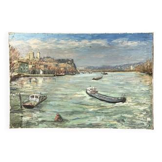 "The Bridge of Avignon" old painting