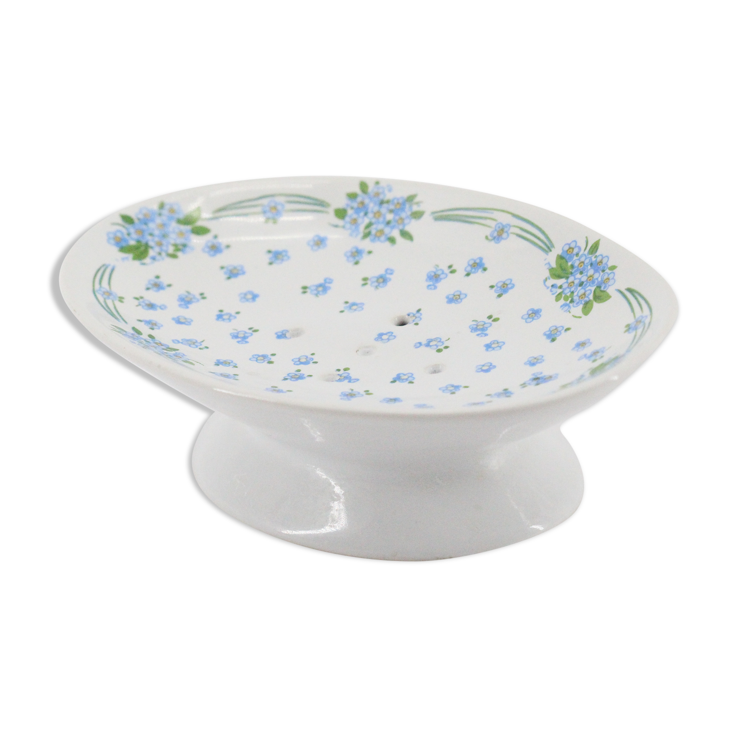 Soap holder flowers forget-me-not ceramic
