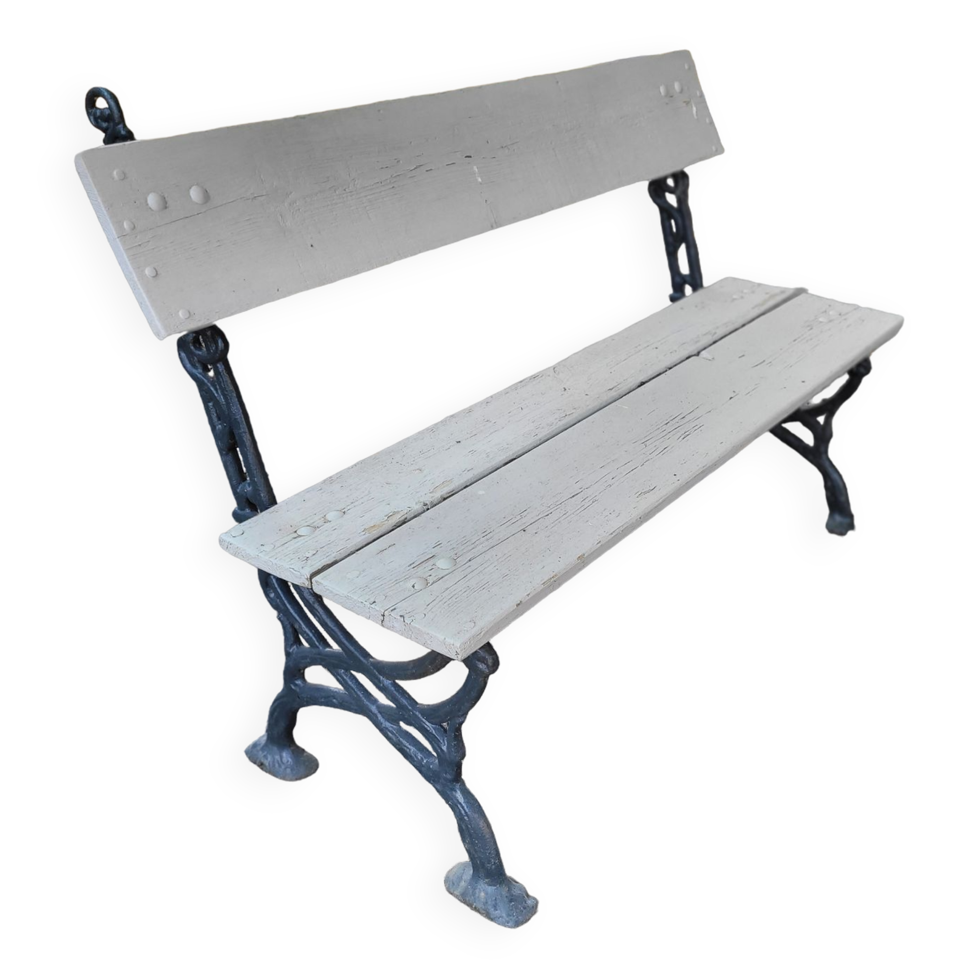 Old cast iron garden bench 114cms long