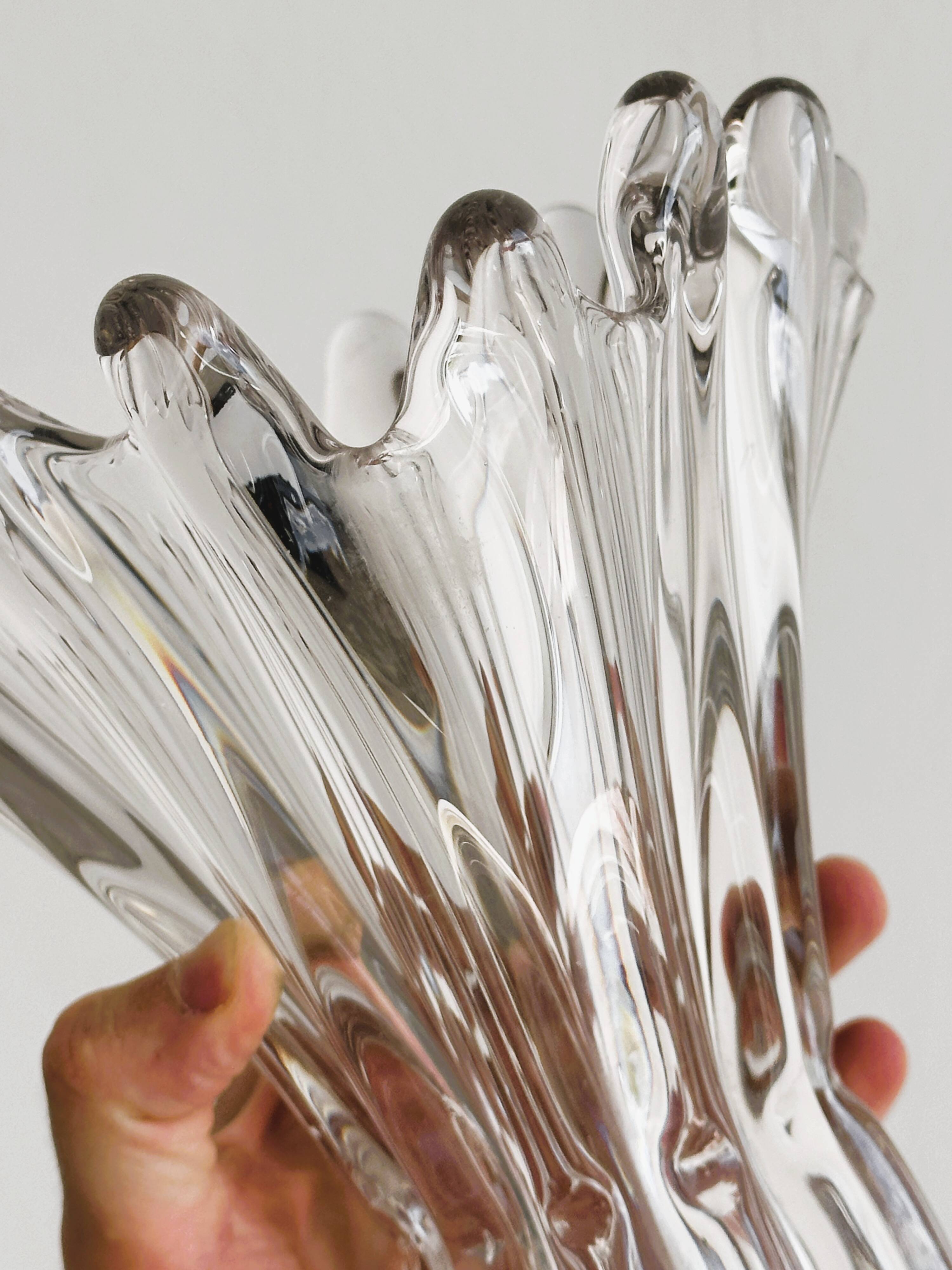 Vintage transparent white glass vase