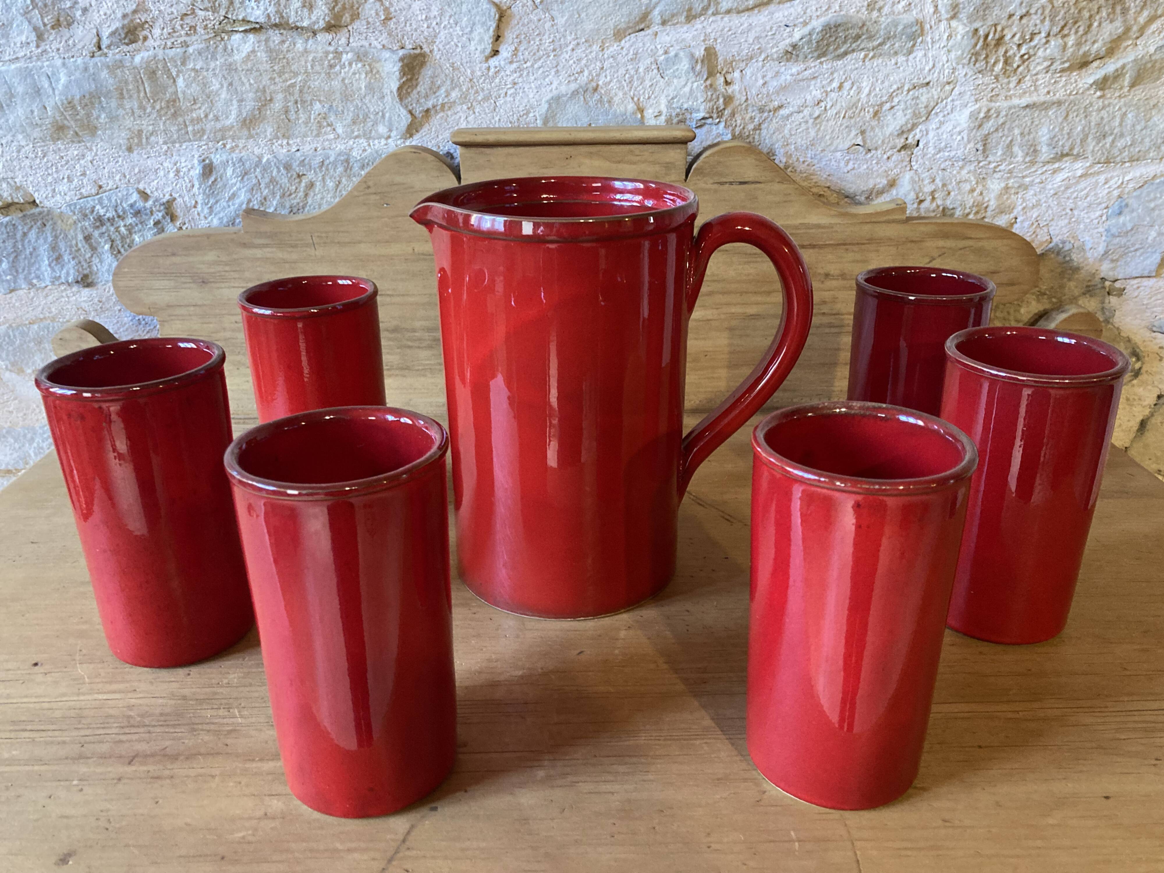 Enameled stoneware orangeade service