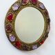 Italian mid-century mirror by Creaciones Gobesso, red & purple Murano rock crystals, 1960s