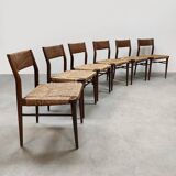 Wilkhahn vintage teak papercord dining chairs Georg Leowald model 351