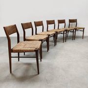 Wilkhahn vintage teak papercord dining chairs Georg Leowald model 351