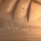 Art Deco glass and bronze pendant light/basin signed Degué