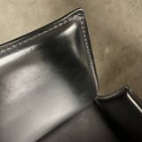 Office chair with armrests in thick black leather, Cattelan Italia