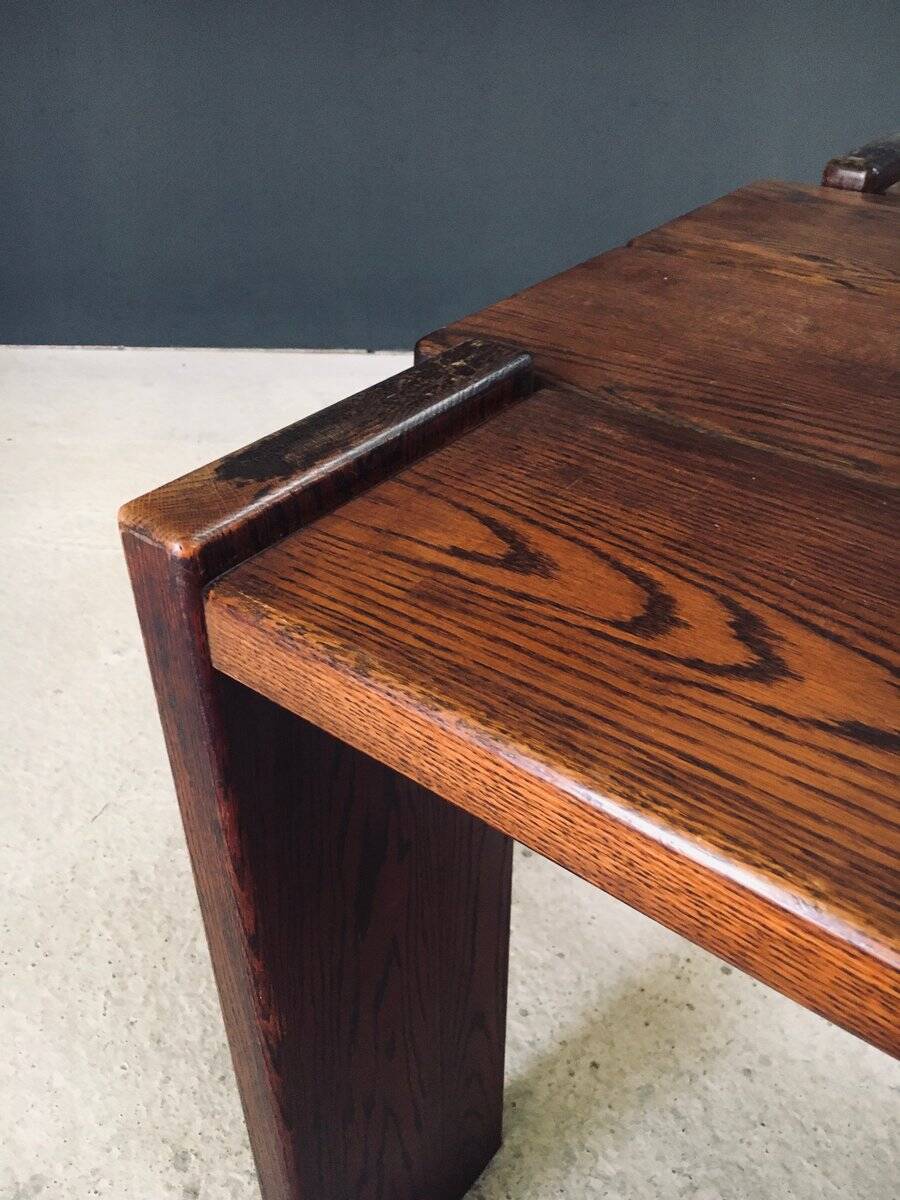 Constructivist Oak Dining Table, Belgium, 1960s