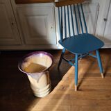 Large ceramic vase circa 50 blue/purple/beige enamel