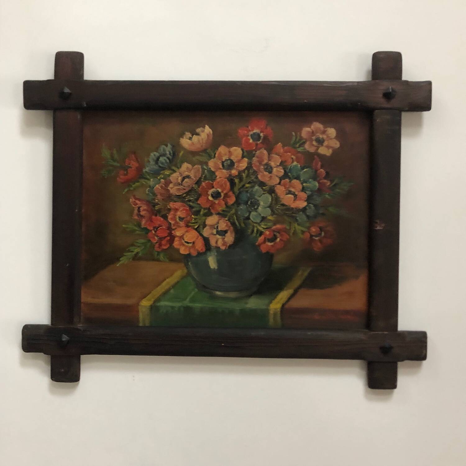 Oil on panel bouquet of tulips