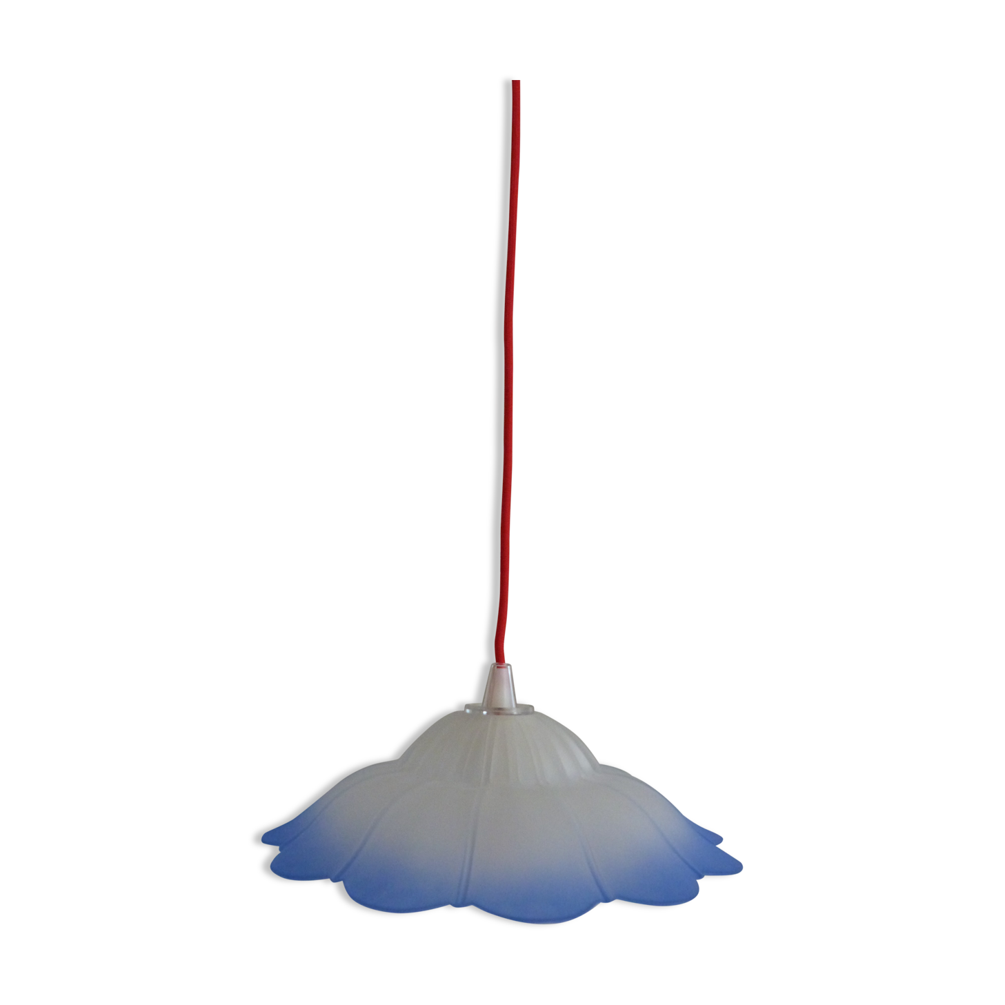 Suspension en verre poli blanc et bleu