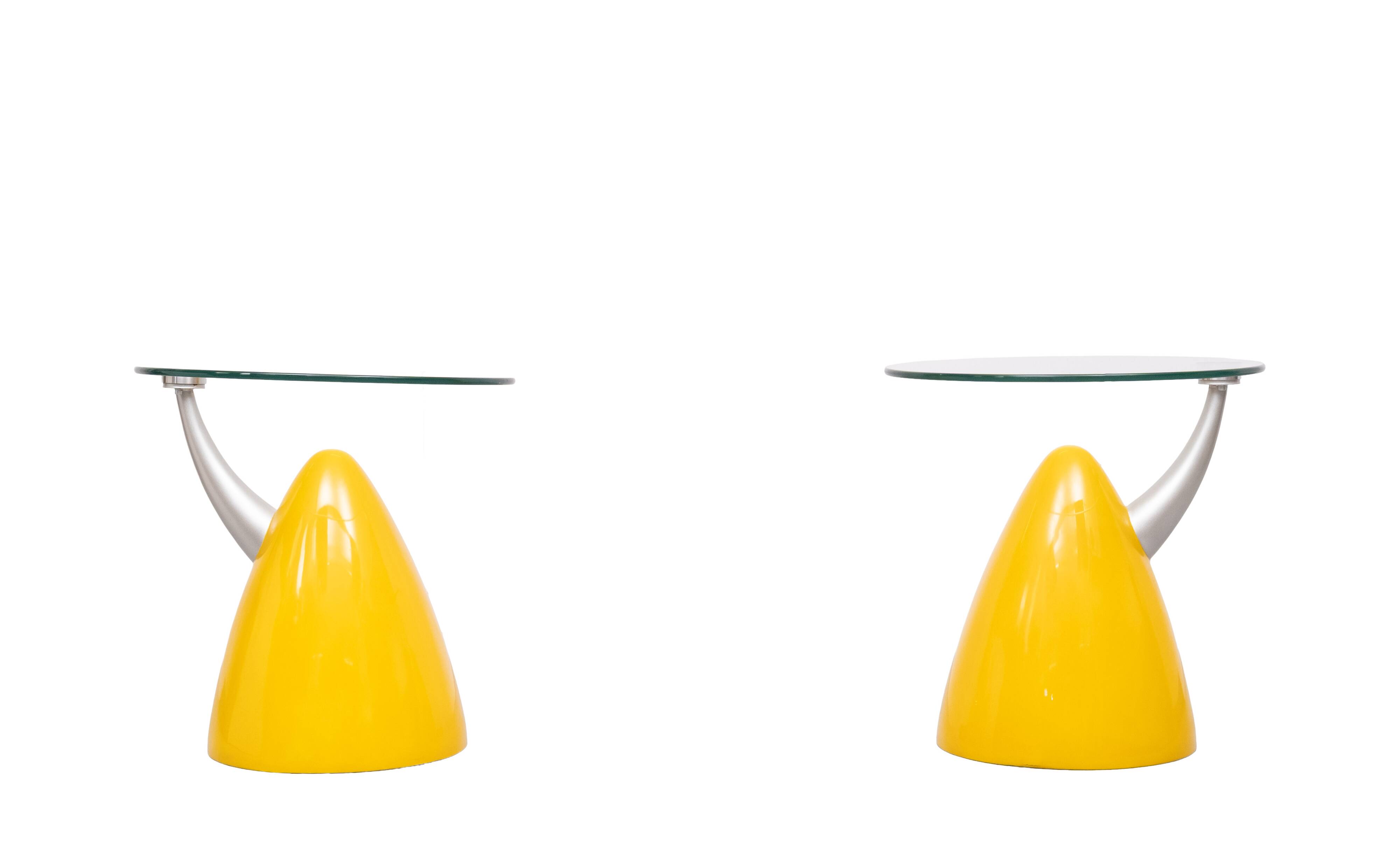 Pair Space Ace Bullet side Tables 1980s Italy