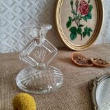Art Deco chiseled glass candle holder - vintage