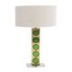 Mid Modern Style Pair of Brass Italian Table Lamps with Green Murano Glass