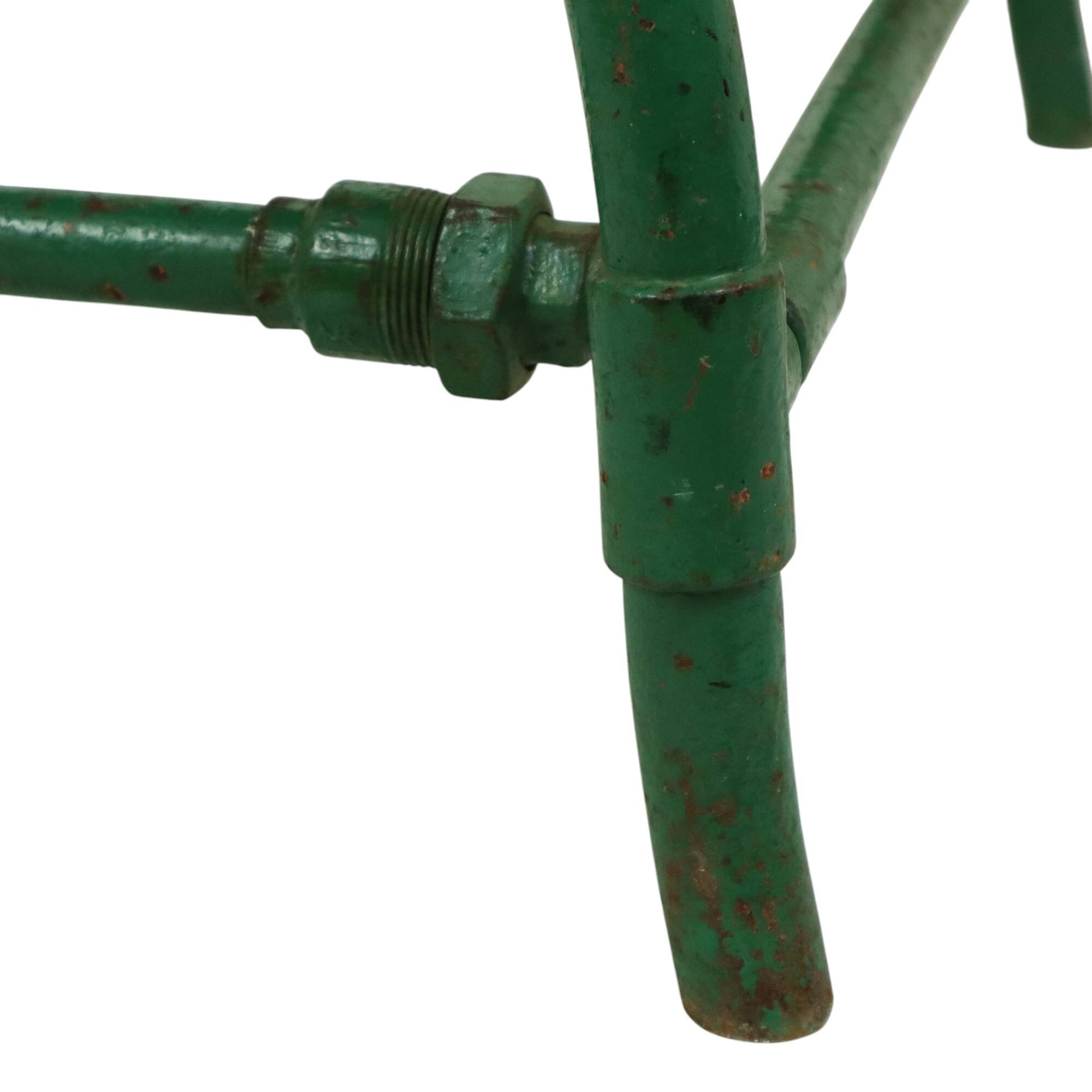 Unique Green Industrial Workbench Work Table Wood Metal 160cm