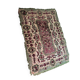 Old floral cotton velvet rug or throw with fringes, 180 x 130 cm