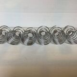 Six metal spiral spring egg cups
