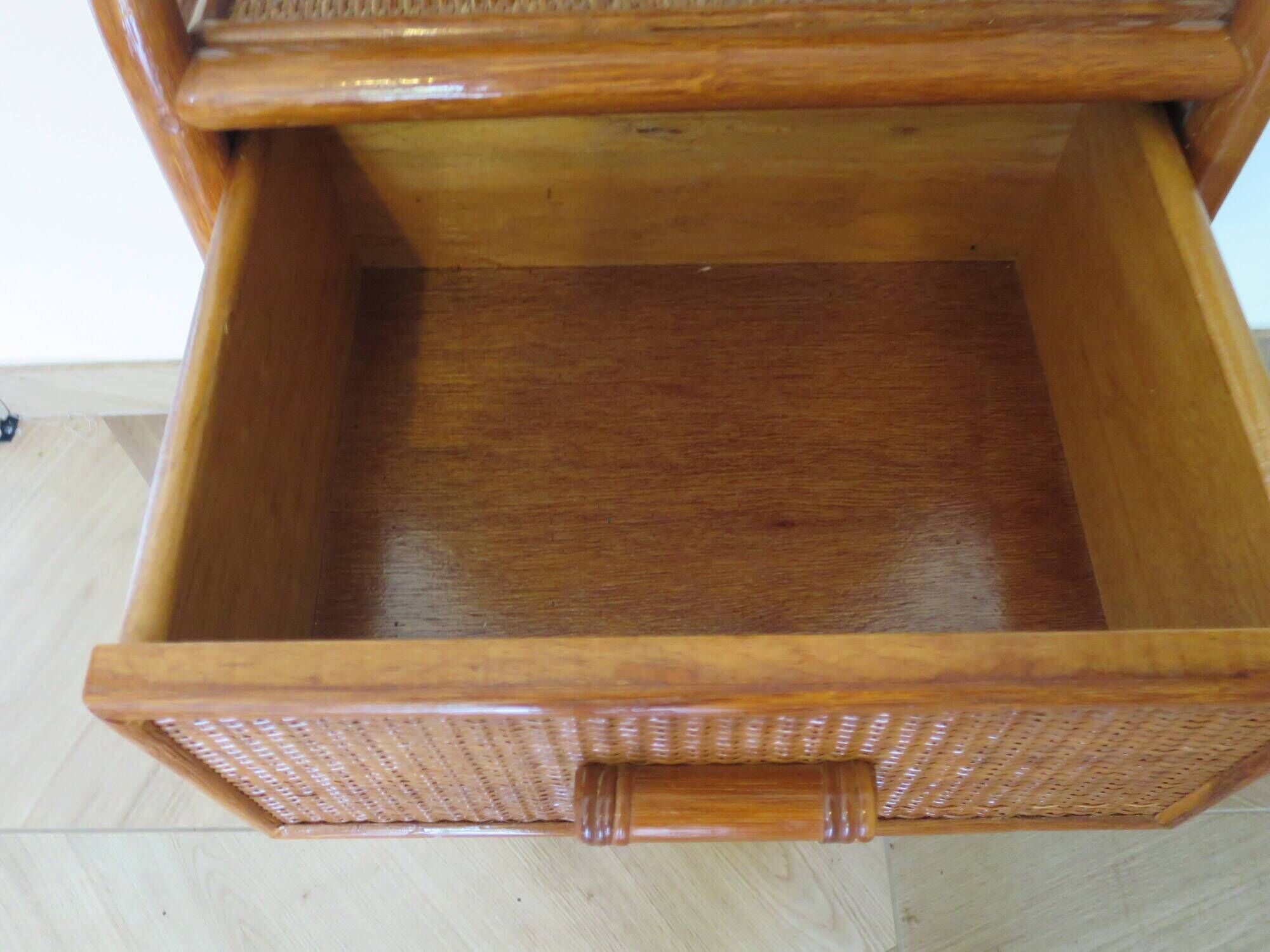Vintage - sideboard - chest of drawers - woven rattan chest of drawers - wood - bamboo - 80s