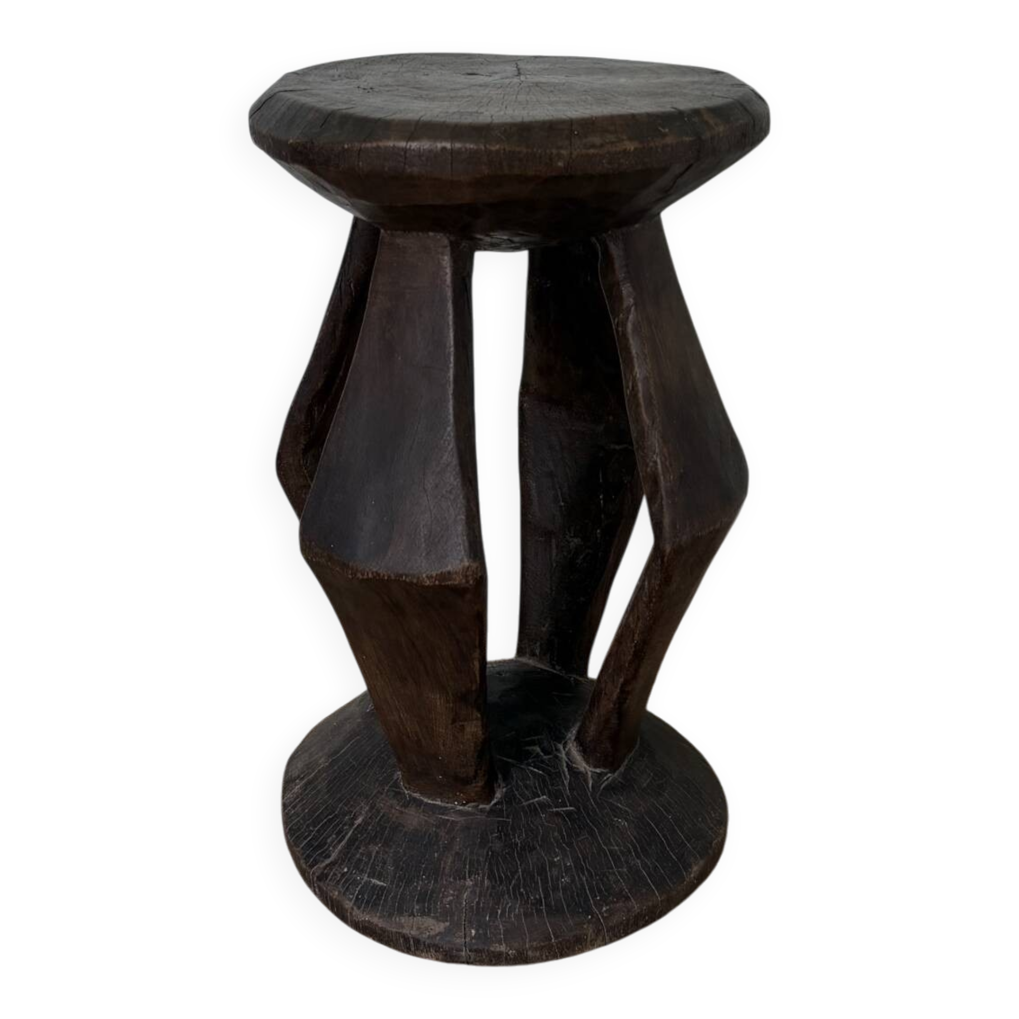 Sculptural stool in solid wood – Ivory Coast
