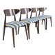 Modern set 4 Dining Chairs, Striped Fabric, French style
