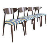 Modern set 4 Dining Chairs, Striped Fabric, French style