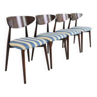 Modern set 4 Dining Chairs, Striped Fabric, French style